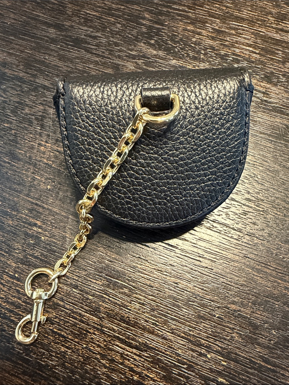 Marc Jacobs Black Pebbled Leather Mini Coin Pouch with Gold Chain - Picture 4 of 5